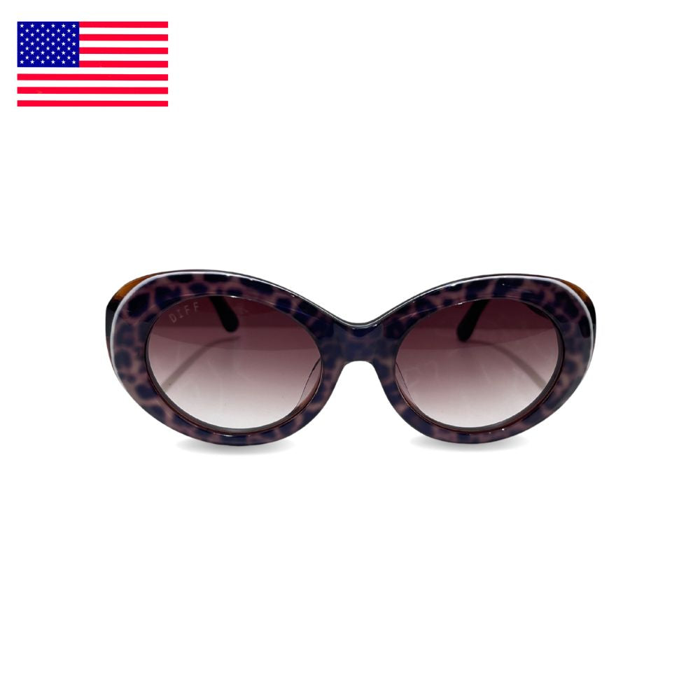 DIFF OLIVIA 貓眼形太陽眼鏡 (豹紋)