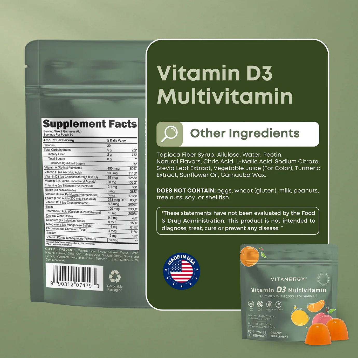 Vitanergy維生素D3軟糖 (60粒)