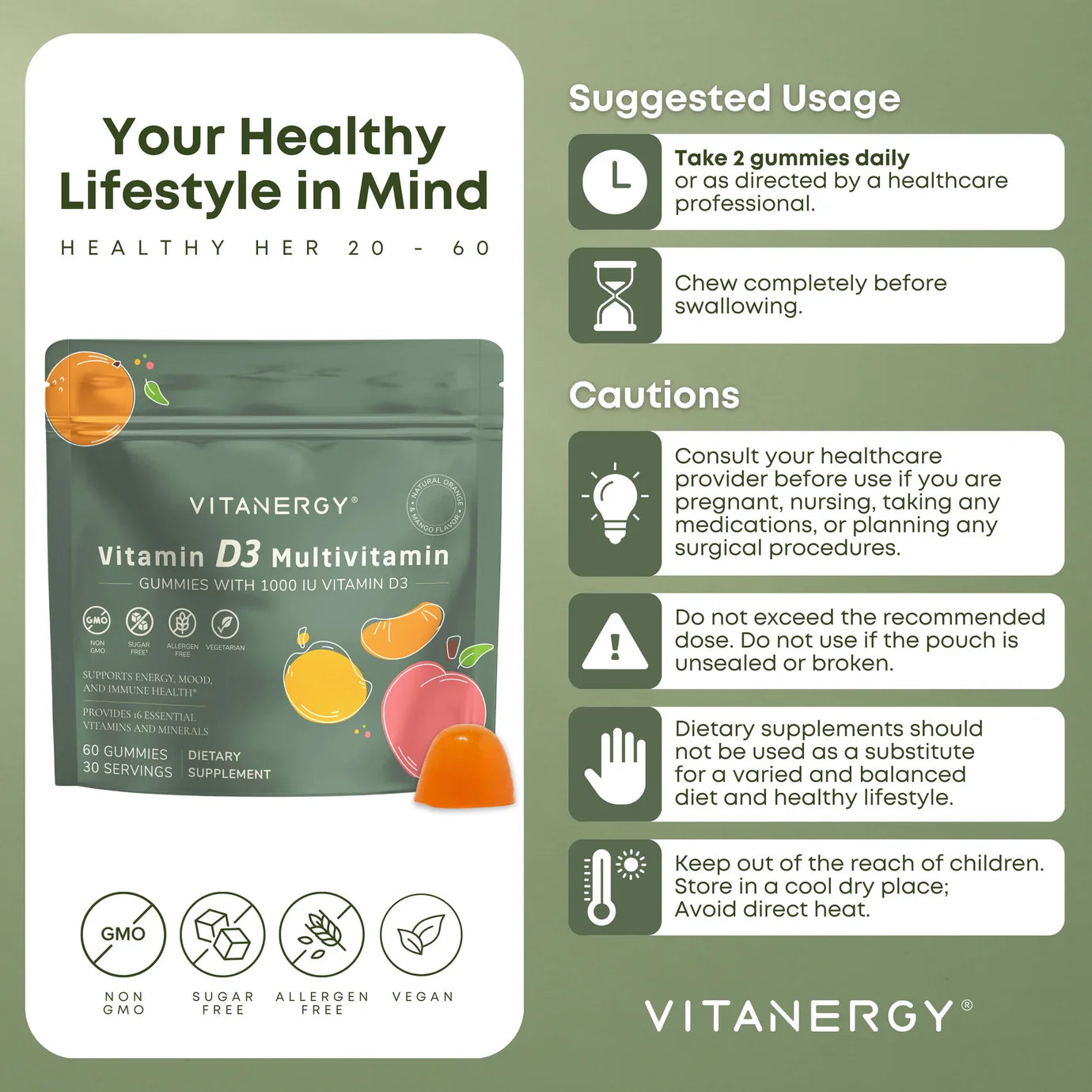 Vitanergy維生素D3軟糖 (60粒)